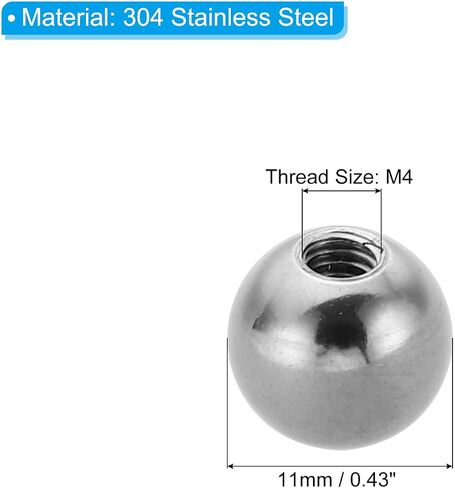 PATIKIL M4x16mm Ball Nuts Knob, 4 Pcs Female Thread 304 Stainless Steel Round Blind Hole Screw Cap Cover for Lighting Machinery DIY Decoration, Silver in Saudi Arabia