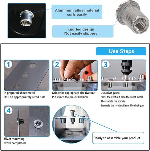 Rivet Nut Assortment Kit, 270 pcs Recessed Rivet Nuts, Rivet Nut Sorting Tool, (M8 M6 M5 M4 M3) for Automotive, Home Decor and Industrial Products in Saudi Arabia