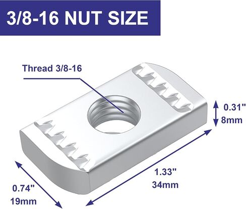20 Pcs 3/8"-16 Strut Channel Nuts,Thickened Carbon Steel Strut Nuts for Strut Channel, No Spring Nuts for Channel Struts, Dacromet Finish Excellent Rust in Saudi Arabia