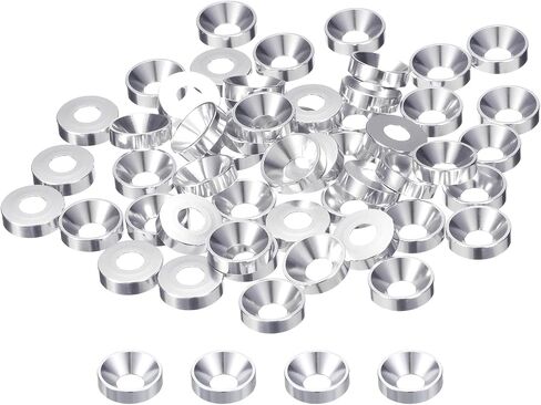 uxcell 50 Pcs M5 Finishing Countersunk Washers, Aluminum Alloy Screw Gaskets, Cup Head Washer Gasket for Mechanical Accessories Parts, Silver in Saudi Arabia
