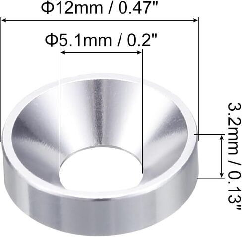 uxcell 50 Pcs M5 Finishing Countersunk Washers, Aluminum Alloy Screw Gaskets, Cup Head Washer Gasket for Mechanical Accessories Parts, Silver in Saudi Arabia