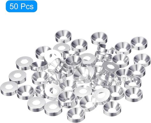 uxcell 50 Pcs M5 Finishing Countersunk Washers, Aluminum Alloy Screw Gaskets, Cup Head Washer Gasket for Mechanical Accessories Parts, Silver in Saudi Arabia