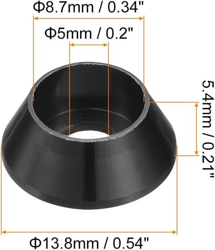 uxcell M5 Cone Cup Countersunk Washers, 50 Pcs Anodized Aluminum Gaskets Cup Head Washer Gasket, Cup Screw Counterbore Gasket for Mechanical Accessories Parts, Black in Saudi Arabia