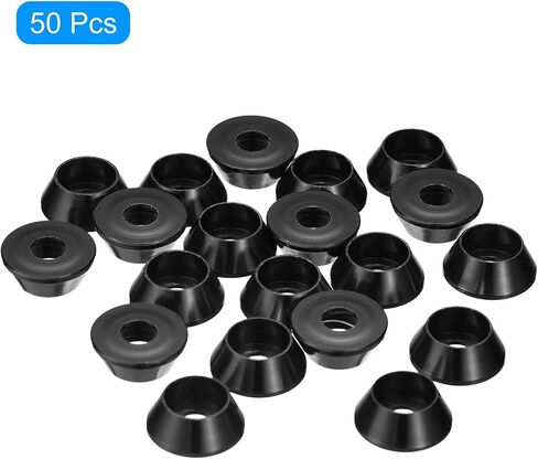 uxcell M5 Cone Cup Countersunk Washers, 50 Pcs Anodized Aluminum Gaskets Cup Head Washer Gasket, Cup Screw Counterbore Gasket for Mechanical Accessories Parts, Black in Saudi Arabia
