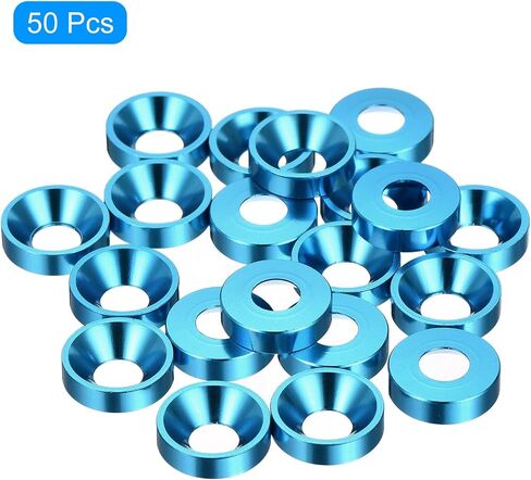 uxcell 50 Pcs M5 Finishing Countersunk Washers, Aluminum Alloy Screw Gaskets, Cup Head Washer Gasket for Mechanical Accessories Parts, Silver in Saudi Arabia