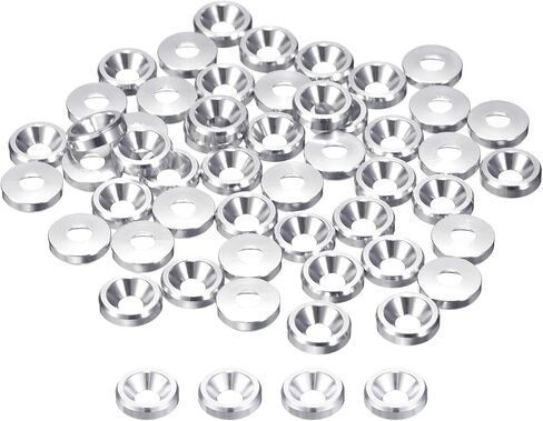 uxcell 50 Pcs M5 Finishing Countersunk Washers, Aluminum Alloy Screw Gaskets, Cup Head Washer Gasket for Mechanical Accessories Parts, Silver in Saudi Arabia