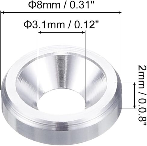 uxcell 50 Pcs M5 Finishing Countersunk Washers, Aluminum Alloy Screw Gaskets, Cup Head Washer Gasket for Mechanical Accessories Parts, Silver in Saudi Arabia