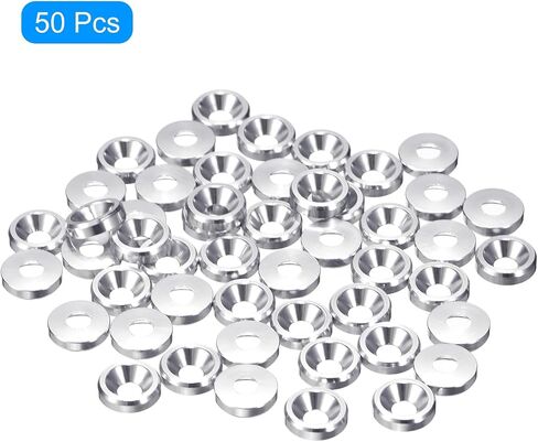 uxcell 50 Pcs M5 Finishing Countersunk Washers, Aluminum Alloy Screw Gaskets, Cup Head Washer Gasket for Mechanical Accessories Parts, Silver in Saudi Arabia