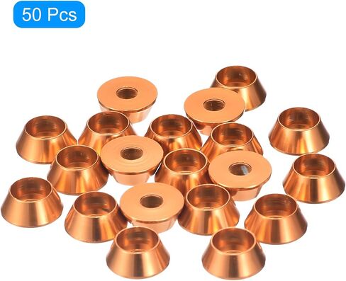 uxcell M5 Cone Cup Countersunk Washers, 50 Pcs Anodized Aluminum Gaskets Cup Head Washer Gasket, Cup Screw Counterbore Gasket for Mechanical Accessories Parts, Black in Saudi Arabia