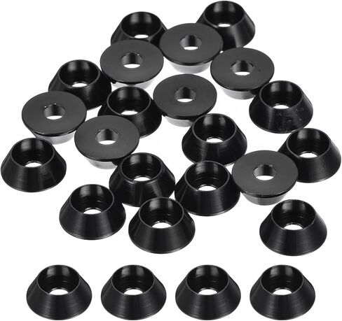 uxcell M5 Cone Cup Countersunk Washers, 50 Pcs Anodized Aluminum Gaskets Cup Head Washer Gasket, Cup Screw Counterbore Gasket for Mechanical Accessories Parts, Black in Saudi Arabia