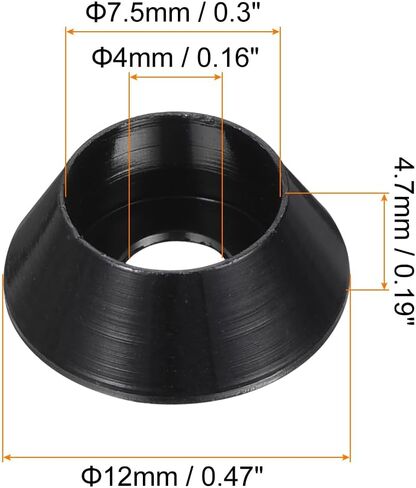 uxcell M5 Cone Cup Countersunk Washers, 50 Pcs Anodized Aluminum Gaskets Cup Head Washer Gasket, Cup Screw Counterbore Gasket for Mechanical Accessories Parts, Black in Saudi Arabia