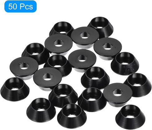 uxcell M5 Cone Cup Countersunk Washers, 50 Pcs Anodized Aluminum Gaskets Cup Head Washer Gasket, Cup Screw Counterbore Gasket for Mechanical Accessories Parts, Black in Saudi Arabia