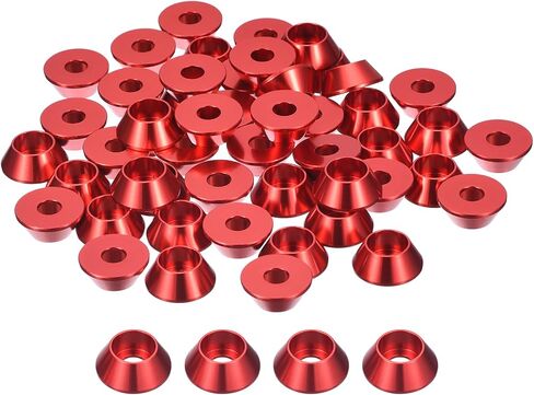 uxcell M5 Cone Cup Countersunk Washers, 50 Pcs Anodized Aluminum Gaskets Cup Head Washer Gasket, Cup Screw Counterbore Gasket for Mechanical Accessories Parts, Black in Saudi Arabia