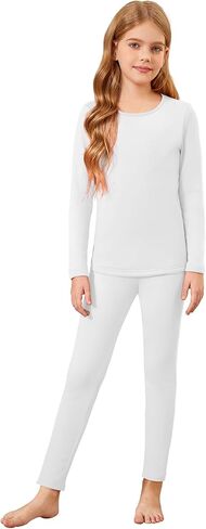 Arshiner Girls Thermal Underwear Set Long Johns Fleece Lined Kids Base Layer Top Bottom in Saudi Arabia