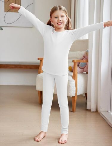 Arshiner Girls Thermal Underwear Set Long Johns Fleece Lined Kids Base Layer Top Bottom in Saudi Arabia