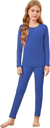 Arshiner Girls Thermal Underwear Set Long Johns Fleece Lined Kids Base Layer Top Bottom in Saudi Arabia