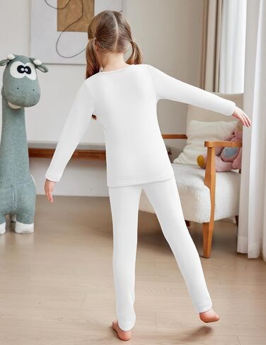 Arshiner Girls Thermal Underwear Set Long Johns Fleece Lined Kids Base Layer Top Bottom in Saudi Arabia