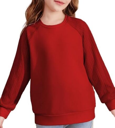 blibean Girls 2024 Long Sleeve Sweatshirt Crewneck Cable Knit Tops Size 6-15 Years in Saudi Arabia