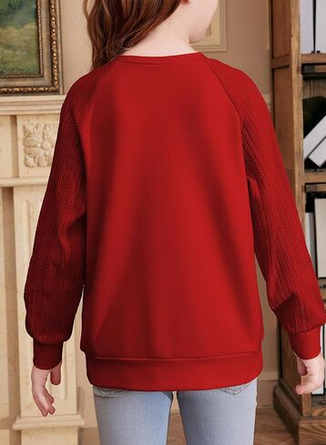 blibean Girls 2024 Long Sleeve Sweatshirt Crewneck Cable Knit Tops Size 6-15 Years in Saudi Arabia