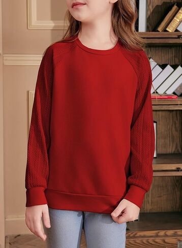 blibean Girls 2024 Long Sleeve Sweatshirt Crewneck Cable Knit Tops Size 6-15 Years in Saudi Arabia