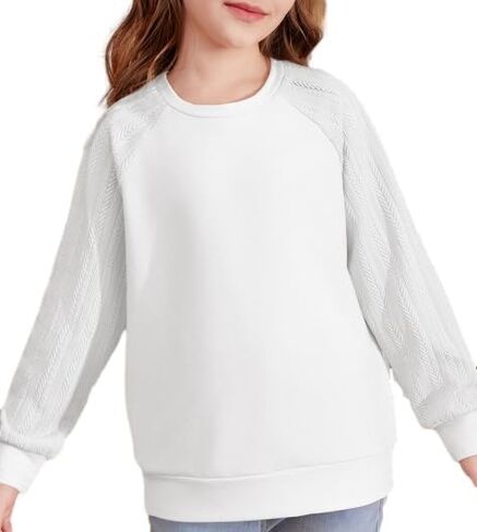 blibean Girls 2024 Long Sleeve Sweatshirt Crewneck Cable Knit Tops Size 6-15 Years in Saudi Arabia