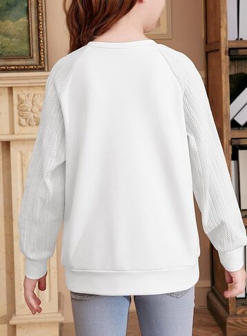 blibean Girls 2024 Long Sleeve Sweatshirt Crewneck Cable Knit Tops Size 6-15 Years in Saudi Arabia
