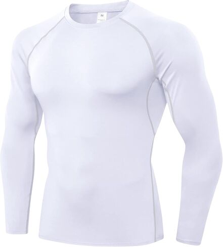 Men's Athletic Compression Shirts Long Sleeve Workout T-Shirt Mock Turtleneck Base Layer Undershirt Tops in Kuwait