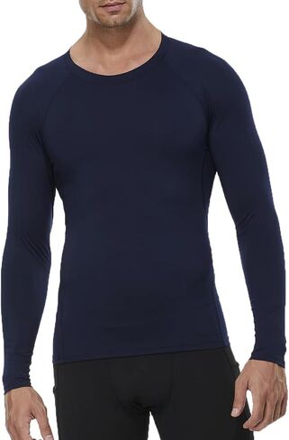 Men's Athletic Compression Shirts Long Sleeve Workout T-Shirt Mock Turtleneck Base Layer Undershirt Tops in Kuwait