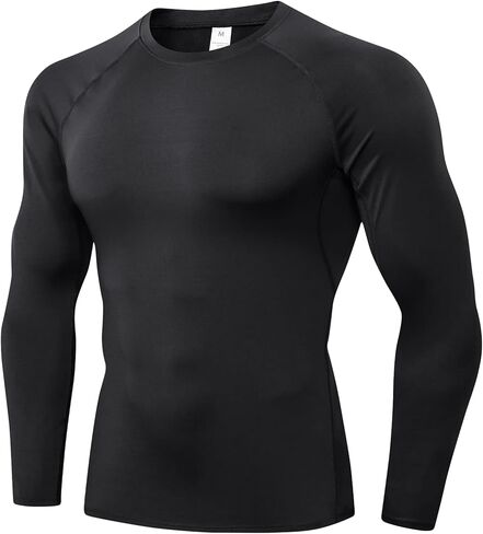 Men's Athletic Compression Shirts Long Sleeve Workout T-Shirt Mock Turtleneck Base Layer Undershirt Tops in Kuwait