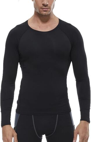 Men's Athletic Compression Shirts Long Sleeve Workout T-Shirt Mock Turtleneck Base Layer Undershirt Tops in Kuwait