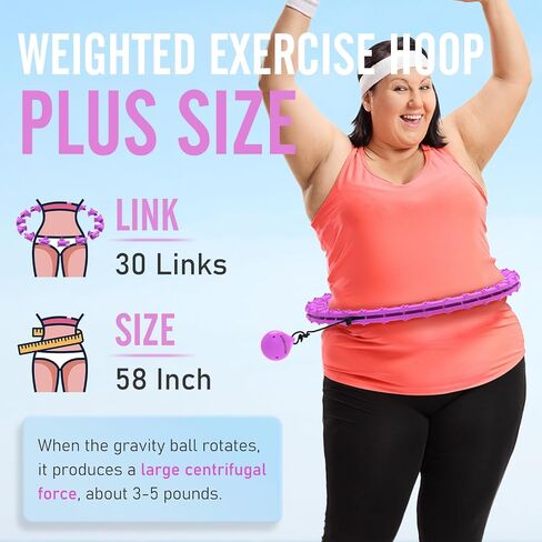 Weighted Hula Circle Hoops for Adults Weight Loss, Infinity Fit Hoop Plus Size, 30 Detachable Links, Exercise Hoop for Women and Beginners in Kuwait