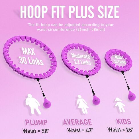Weighted Hula Circle Hoops for Adults Weight Loss, Infinity Fit Hoop Plus Size, 30 Detachable Links, Exercise Hoop for Women and Beginners in Kuwait