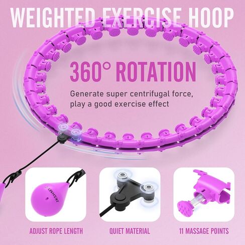 Weighted Hula Circle Hoops for Adults Weight Loss, Infinity Fit Hoop Plus Size, 30 Detachable Links, Exercise Hoop for Women and Beginners in Kuwait