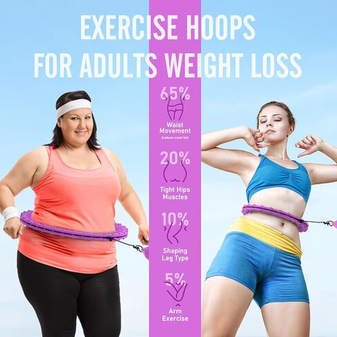 Weighted Hula Circle Hoops for Adults Weight Loss, Infinity Fit Hoop Plus Size, 30 Detachable Links, Exercise Hoop for Women and Beginners in Kuwait