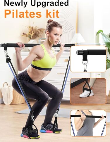 Multifunctional Pilates Bar Kit with Adjustable Resistance Bands, Heavy-Duty Metal Buckle, Portable Home Gym Equipment for Full Body Workouts – Ideal for Women’s Pilates and Yoga Training in Kuwait