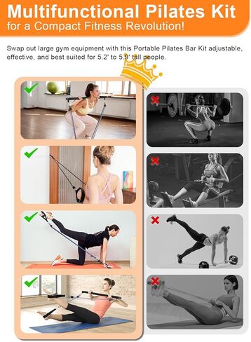 Multifunctional Pilates Bar Kit with Adjustable Resistance Bands, Heavy-Duty Metal Buckle, Portable Home Gym Equipment for Full Body Workouts – Ideal for Women’s Pilates and Yoga Training in Kuwait