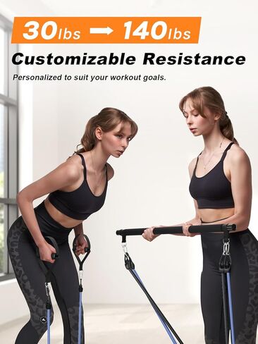 Multifunctional Pilates Bar Kit with Adjustable Resistance Bands, Heavy-Duty Metal Buckle, Portable Home Gym Equipment for Full Body Workouts – Ideal for Women’s Pilates and Yoga Training in Kuwait