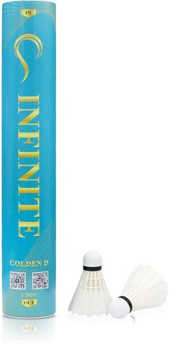 INFINITE Badminton Shuttlecocks, Golden D with Super Durability, Goose Feather, Suitable for Intermediate Level Players and Club Session, 12PCS per Tube… in Saudi Arabia