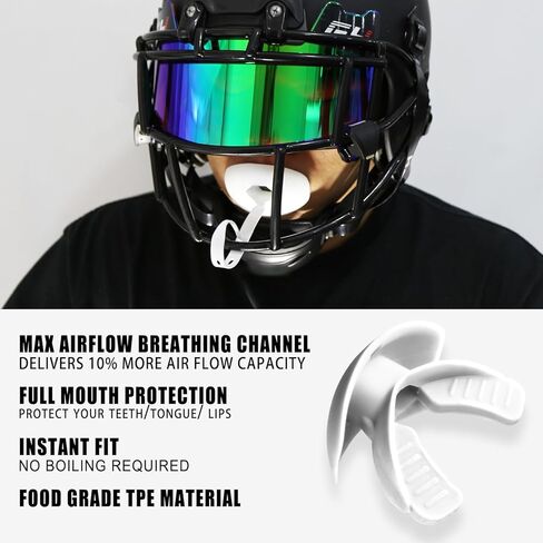 Gy Football Mouth Guard Football Mouthpiece, Mouthguard with Strap for Hockey/Lacrosse/Wrestling/Boxing/Basketball, Fits Adults/Youth/Kids 11+ (Black) in Kuwait