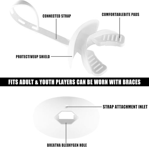 Gy Football Mouth Guard Football Mouthpiece, Mouthguard with Strap for Hockey/Lacrosse/Wrestling/Boxing/Basketball, Fits Adults/Youth/Kids 11+ (Black) in Kuwait