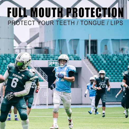 Gy Football Mouth Guard Football Mouthpiece, Mouthguard with Strap for Hockey/Lacrosse/Wrestling/Boxing/Basketball, Fits Adults/Youth/Kids 11+ (Black) in Kuwait