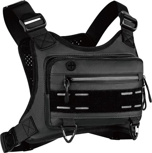Chest Bag for Men Women, Water-resistant Running Vest, Lightweight Chest Pack for Running, Workouts, Black in Saudi Arabia
