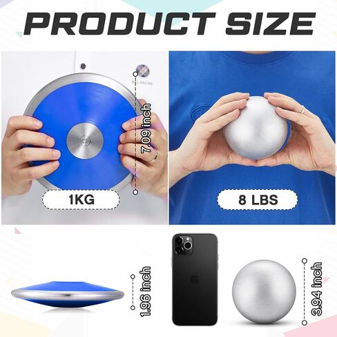 2 Pcs Throwing Discus and Iron Shot Put Ball Set Track and Field Training Equipment for Beginners Throwers Outdoor Practice in Kuwait