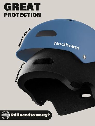 Skateboard Helmet,Bike Helmets for Adults - Commuter, Bike, Skate, Scooter, Longboard & Incline Skating - Shock-Absorbing, Highly-Protective & Premium Ventilation in Saudi Arabia
