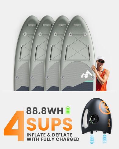 OutdoorMaster 20PSI ارتفاع ضغط 88.8Wh مضخة هواء SUP قابلة لإعادة الشحن القرش الكهربائي 2S - إيقاف تلقائي وانكماش، 12 فولت تيار مستمر ومدخل من النوع C، لألواح التجديف القابلة للنفخ والقوارب in Saudi Arabia