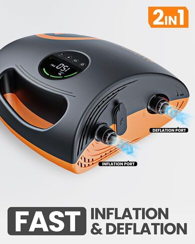 OutdoorMaster 20PSI ارتفاع ضغط 88.8Wh مضخة هواء SUP قابلة لإعادة الشحن القرش الكهربائي 2S - إيقاف تلقائي وانكماش، 12 فولت تيار مستمر ومدخل من النوع C، لألواح التجديف القابلة للنفخ والقوارب in Saudi Arabia