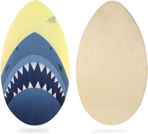 Skimboard 35 inch Skim Board for Kids Adults Wooden Skim Boards with High Gloss Coat for Beach Skimboards for Beginners to Intermediate(shark's mouth) in Saudi Arabia