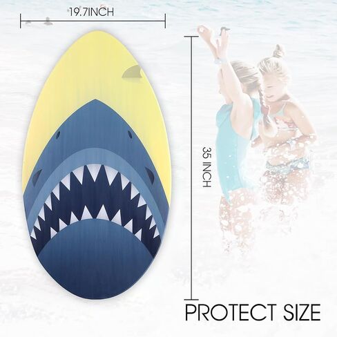 Skimboard 35 inch Skim Board for Kids Adults Wooden Skim Boards with High Gloss Coat for Beach Skimboards for Beginners to Intermediate(shark's mouth) in Saudi Arabia