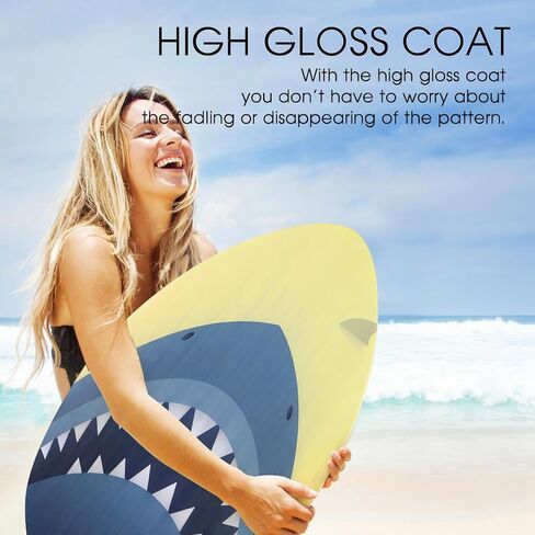 Skimboard 35 inch Skim Board for Kids Adults Wooden Skim Boards with High Gloss Coat for Beach Skimboards for Beginners to Intermediate(shark's mouth) in Saudi Arabia