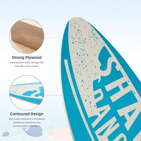 Skimboard 35 Inch Skim Boards for Beach Adults ＆ Kids, High Gloss Coat Wooden Skim Board for Beginners, Durable Lightweight Wood Body Board in Saudi Arabia
